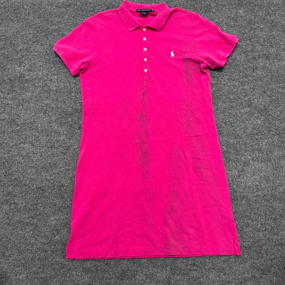 Ralph Lauren Polo Dress Womens Size XL Pink Cotton Short Sleeve Mini Stained